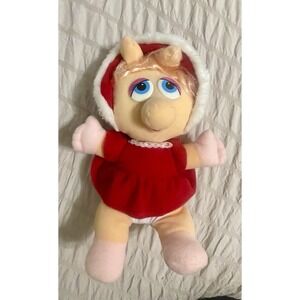 Used Vintage Miss Piggy 10" Christmas Plush Doll 1987 Muppet Baby - Jim Henson